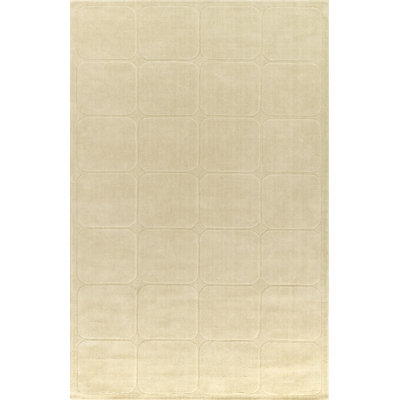 Tapis Lura en laine tissée à la main, motif géométrique ivoire, 2,74 m x 3,66 m