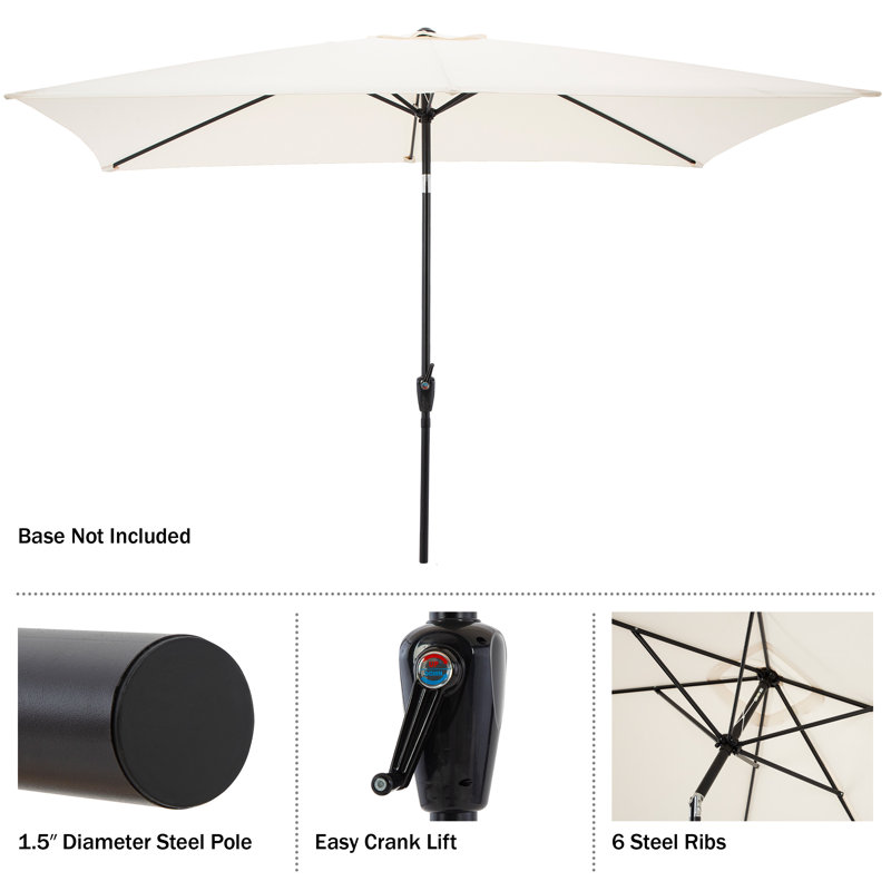 8 Piece Set, Weston Table with 6 Chairs, 10-Foot Rectangular Umbrella White, White, 6