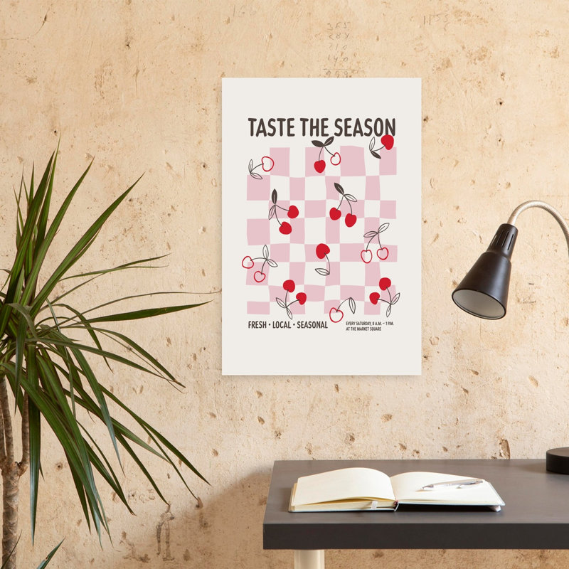 Art mural rétro «Taste The Season Cherries», H 24 po x l 16 po