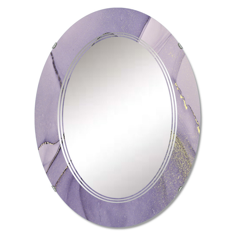 Miroir mural mauve et gris, impression moderne, vagues liquides mauves et grises, 30 po x 20 po