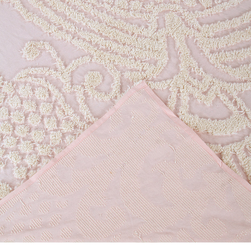 Florence Standard 100% Cotton Floral Pattern Coverlet/Bedspread, Queen Bedspread, Pink