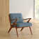Desi Retro Button Tufted Upholstered Arm Chair with Angled Wood Frame