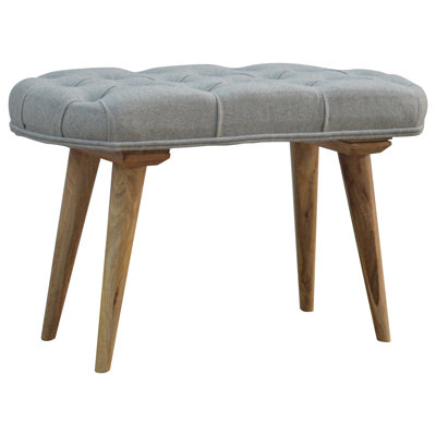 Grey Tweed Upholstered Bench