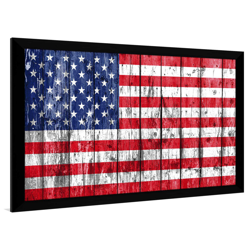 «Pledge Allegiance USA», reproduction d'impression encadrée, H 21,5 po x l 27,5 po x P 0,75 po, Cadre noir