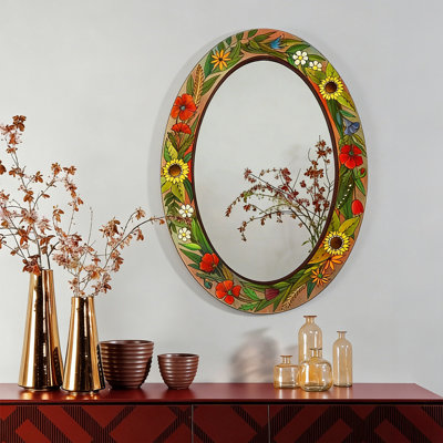 Miroirs muraux ovales en similicuir