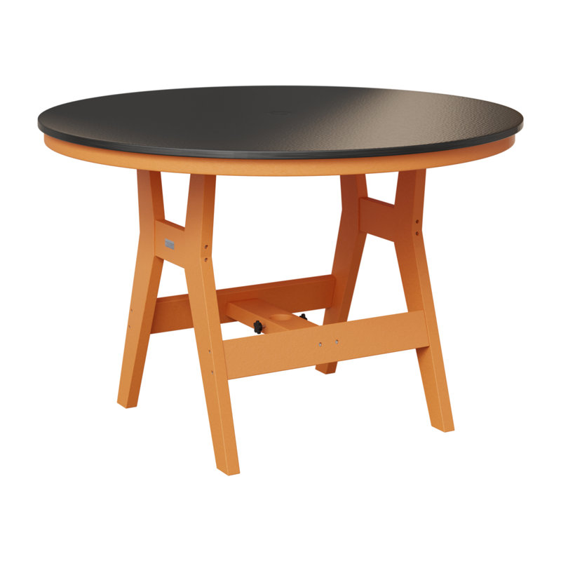 Berlin Gardens Harbour 48″ Round Bar Table, Mango Orange, Hammered Top Black, 38.87" H x 48" W x 48" D