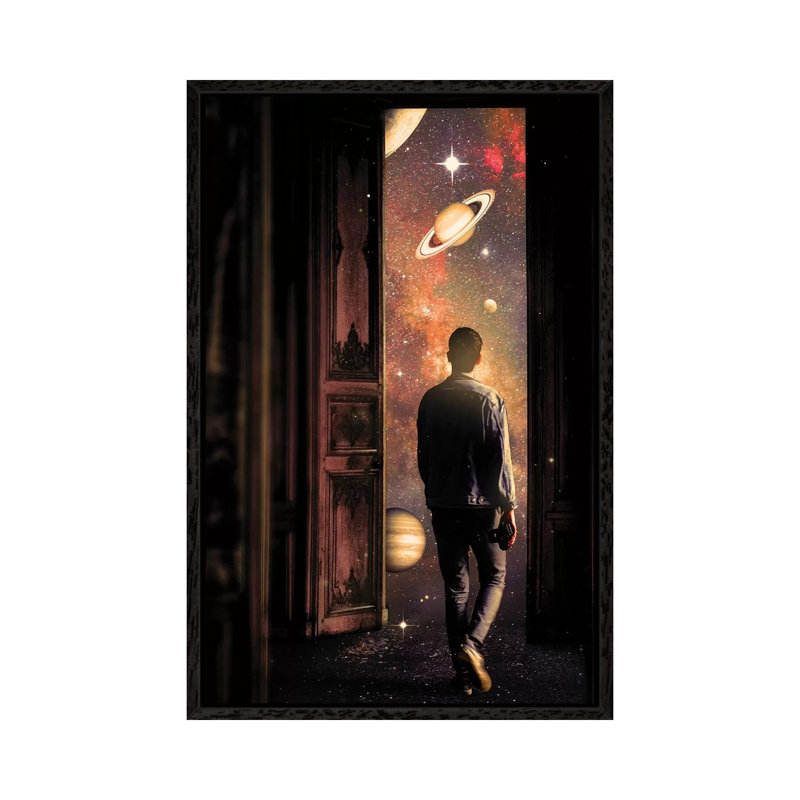Curious by Nicebleed - Print on Canvas, Black Framed, 66.04cm H x 45.72cm W x 3.81cm D