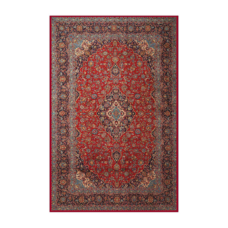Tapis traditionnel rouge / bleu Ranger, Rectangle 2 pi x 5 pi
