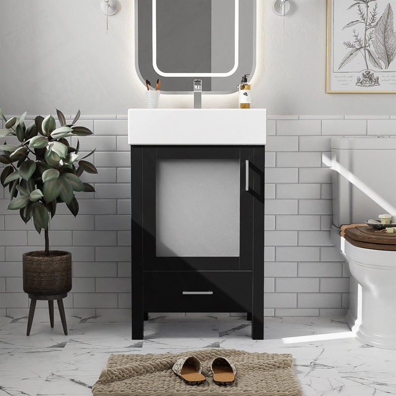 Bathroom Vanity with Ceramic Sink, Black