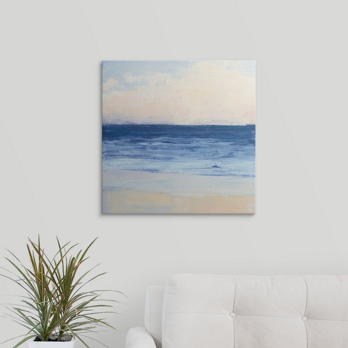«Mather True Blue Ocean I» par Julia Purinton, reproduction d'art, H 35 po x l 35 po x P 1,5 po, Toile