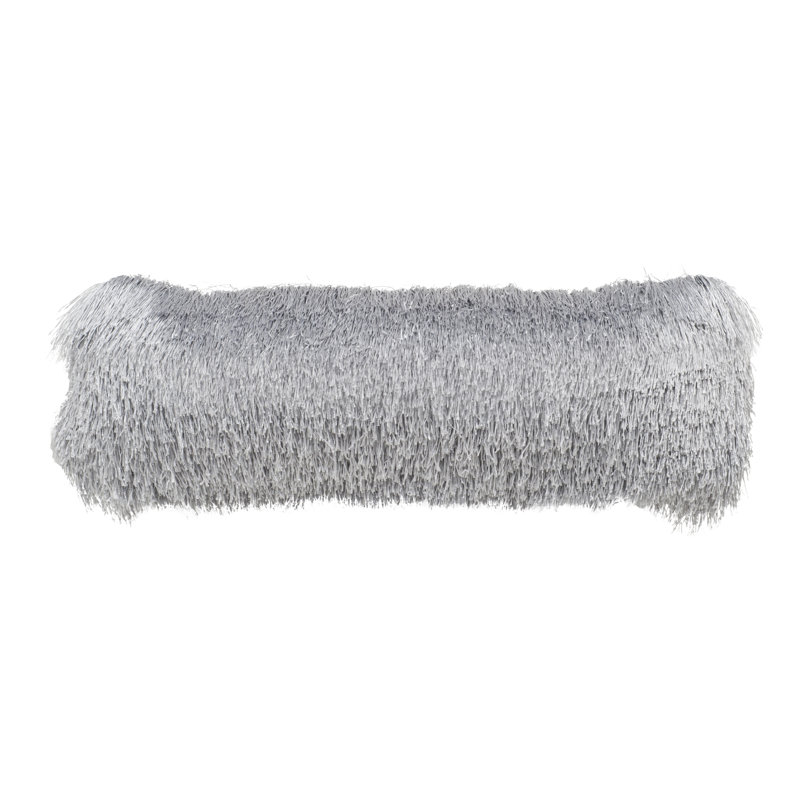 Fiesta Shag Shag Indoor/Outdoor Lumbar Pillow, 14" x 24", Silver