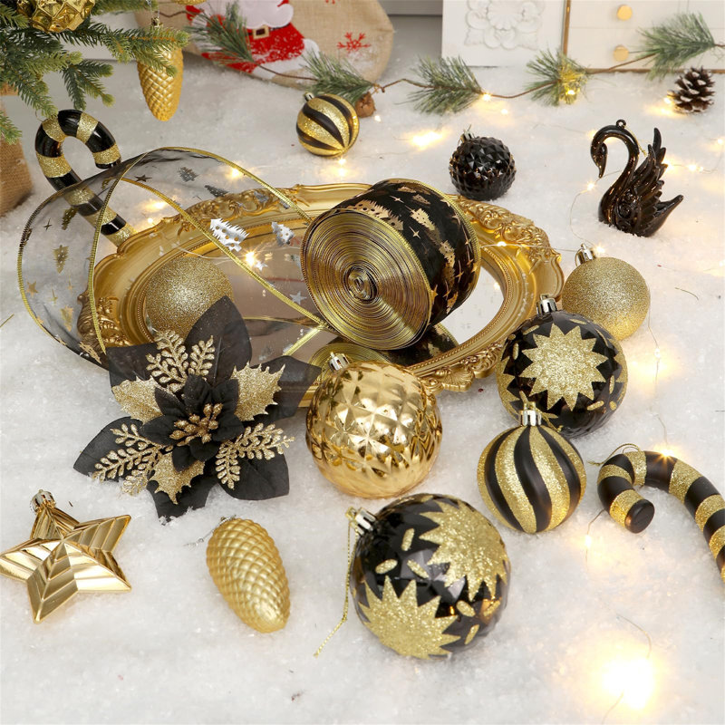 Holiday Shaped Ornament, Gold/Black