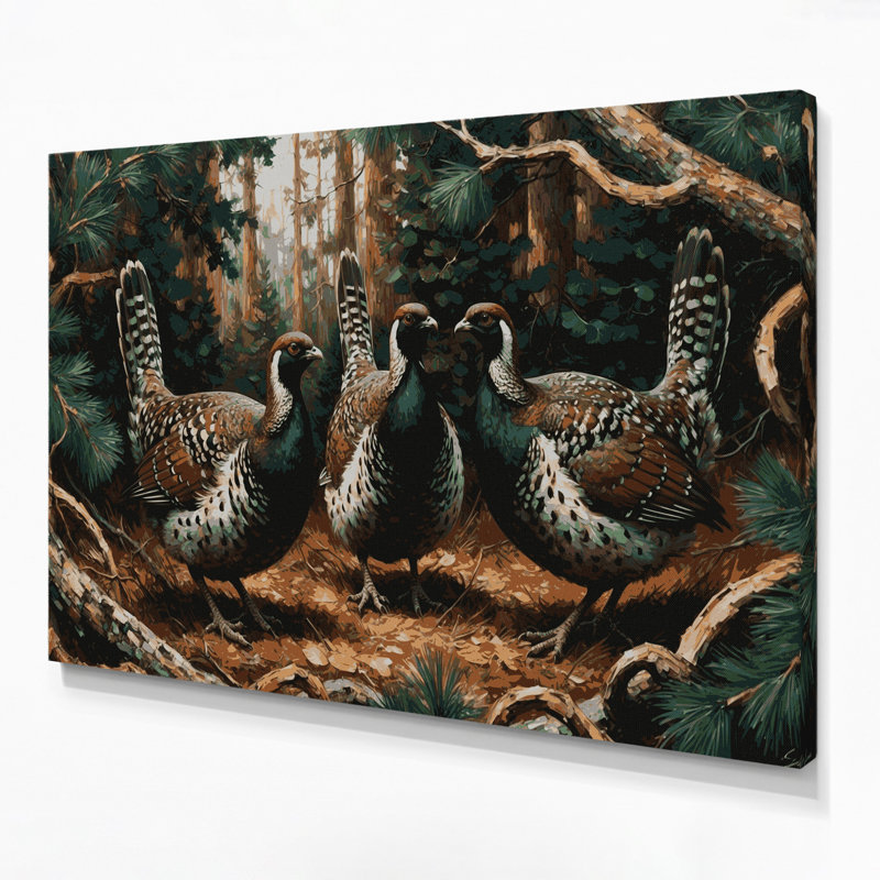 Birds Spruce Grouse Black Canvas Wall Art, 11" H x 14" W