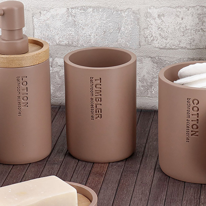 Bathroom Tumbler / Toothbrush Holder Willis Collection, Cappuccino