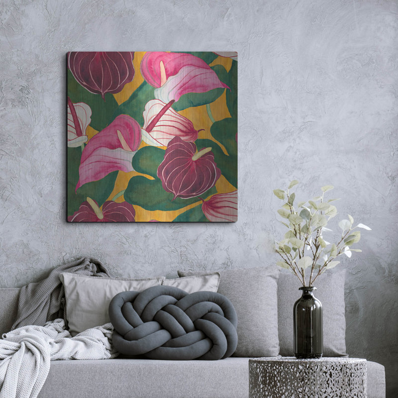 «Heavenly Divine - Anthuriums» par Carissa Luminess, H 36 po x l 36 po