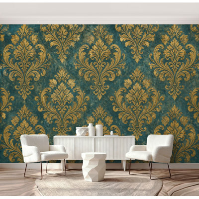 Peel and Stick Wallpaper Vintage Gold Distressed  Wall Murals 69"H x 96"W Removable PVC Wall Paper Self-Adhesive Wall Decor for Bedroom Living Room Home Office