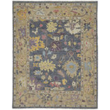 Karina Hand Knotted Wool Floral Area Rug in Blue/Beige