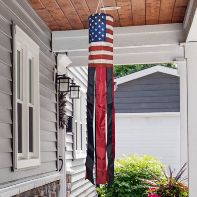 Wooden American Flag Windsock