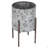 Gennessee 23" Coastal Metal Planter Set with Stand, Gray White Leaf Pattern Indoor Cache Pots, Set of 2