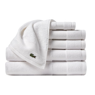 Lacoste Heritage Supima Cotton Bath Towel, White, 30 x 54