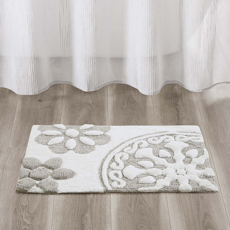 Tapis de bain en coton touffeté Medallion, Taupe