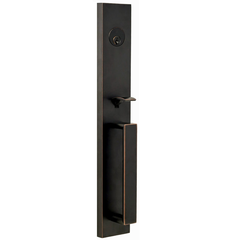 Ensemble de poignées avec pêne dormant, porte transitionnelle et rosette, Bronze huilé