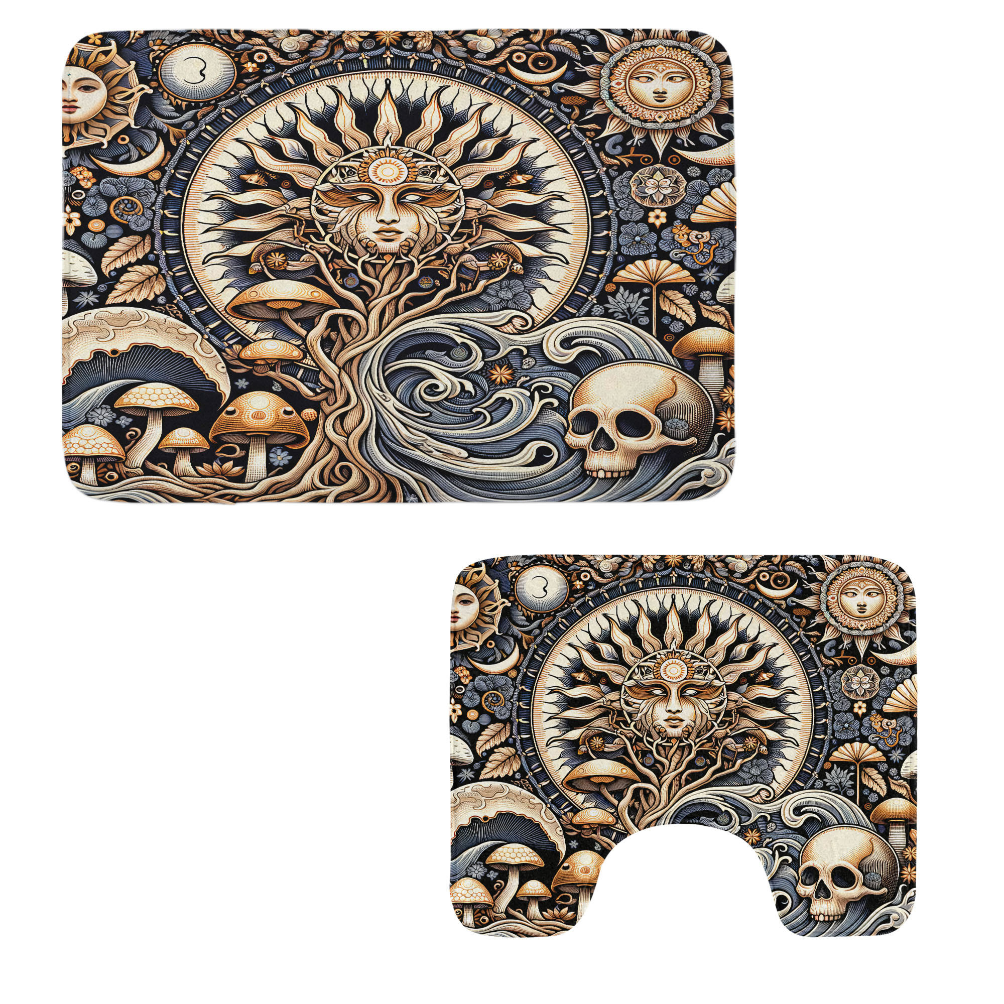 East Urban Home Boho Art Bathroom Rug Set 2 Pieces Rectangle & Contour ...