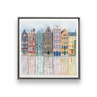 "Neighborhood I" by Grace Popp Pastel Colorful Row Houses Graphic Art 