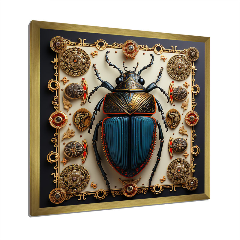 Mystical Beetle 3 - insectes et insectes, art mural, Cadre doré simple, H 16 po x l 16 po x P 1 po