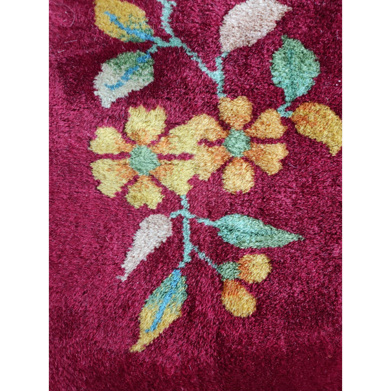 Antique Small Scatter Size Floral Art Deco Chinese Area Rug