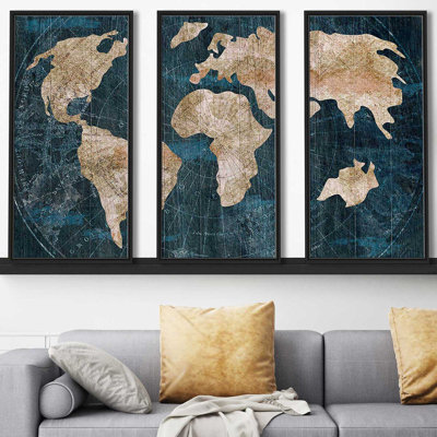 «Industrial Map» par CAD Designs, reproduction de 3 pièces sur toile flottante