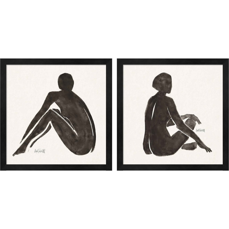 Neutral Nudes par Anne Tavoletti - Ensemble de 2 peintures encadrées