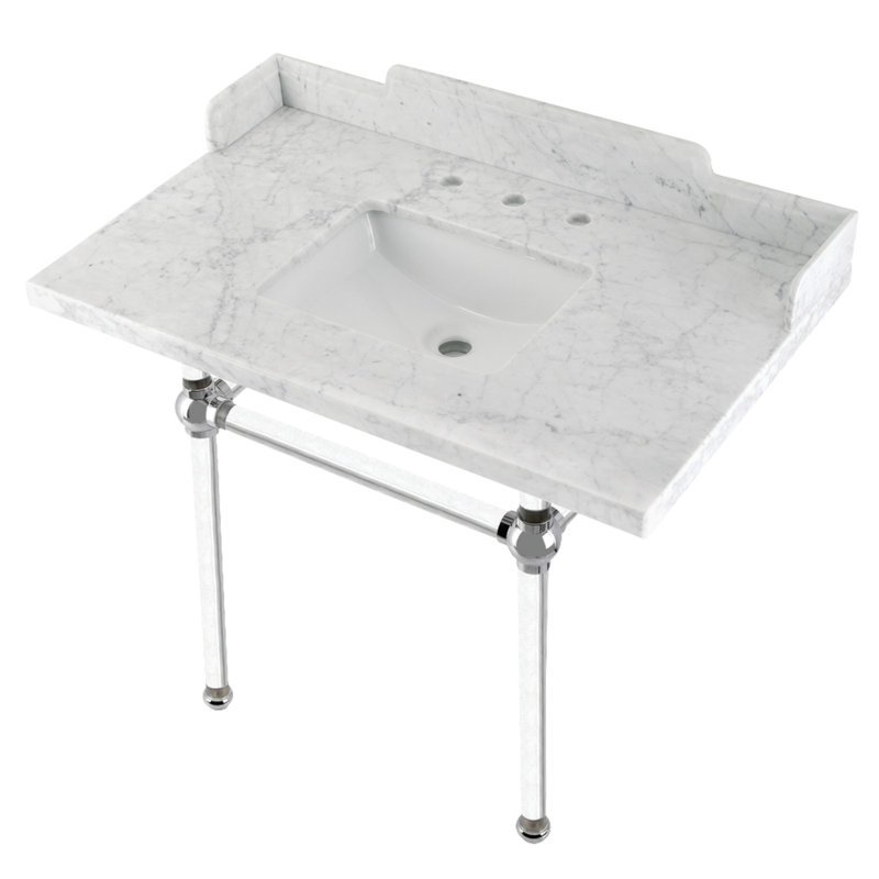 Lavabo de salle de bain, Marbre blanc / argent / blanc