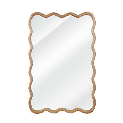 Wavy Rectangle Solid Wood Frame Decorative Mirror,For Bedroom, Bathroom, Living Room, Entryway