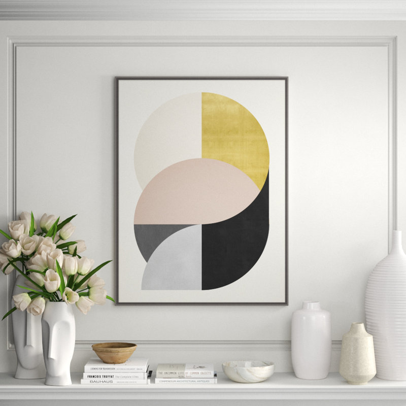 Metallic Paradigm 1' Framed Graphic Art Print on Glass