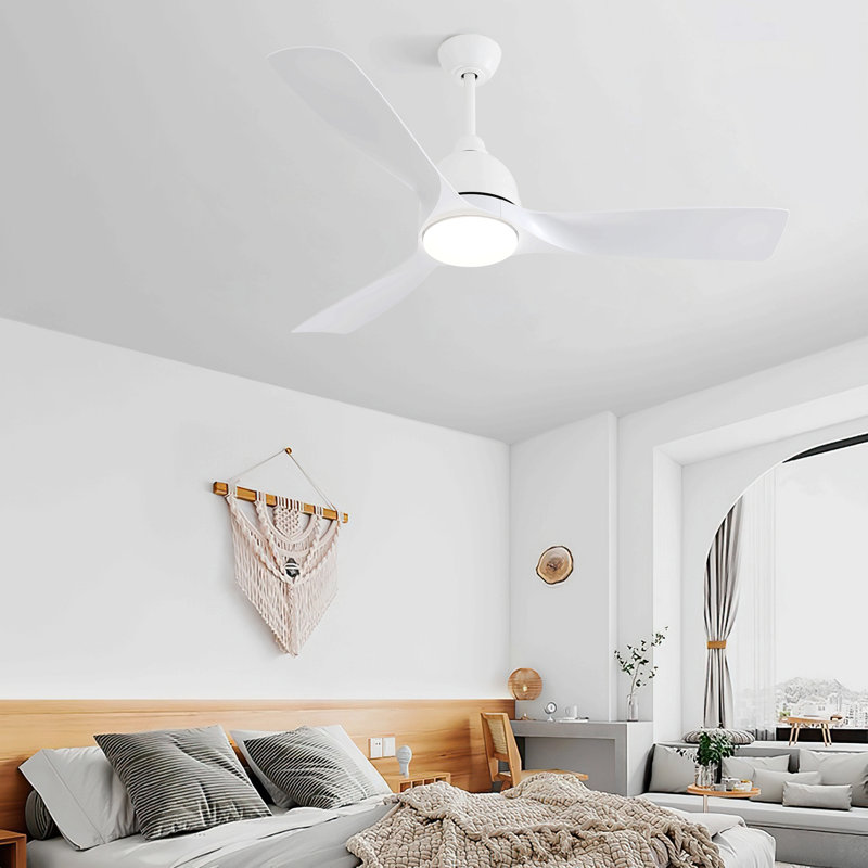 52 Inch Low Profile Ceiling Fan With Lights Remote Control,Quiet Dc Motor For Patio Living Room, White