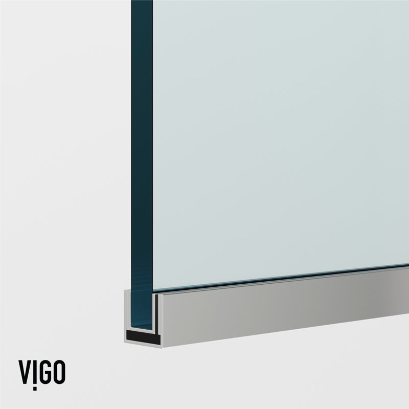 Zenith 34" W x 62" H Fixed Frameless Bathtub Screen with 3/8" Glass, Chrome Clear