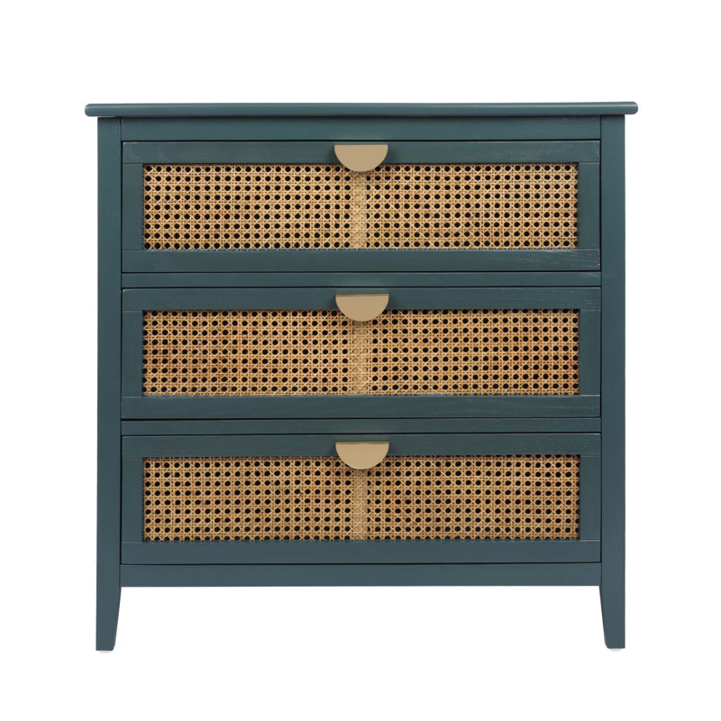 Commode 3 tiroirs, Bleu/brun