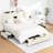 Bed Frame with Headboard and 3 Storage Drawers, Upholstered Platform Bed with Charging Station, Steel Slat Support, No Box Spring Needed, Easy Assembly-951042913-951042924