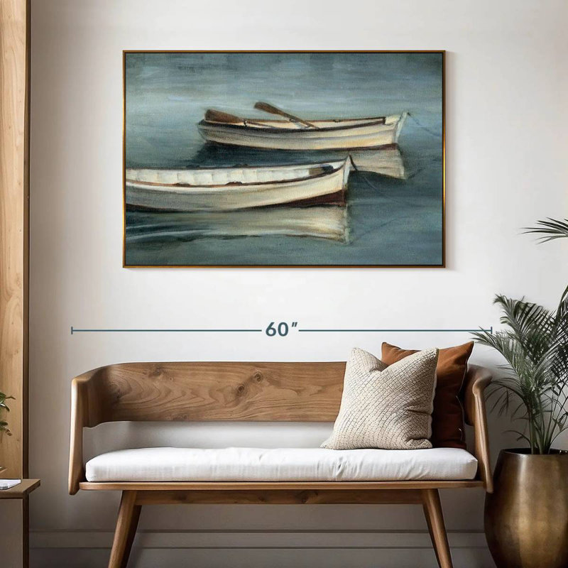 Petites eaux calmes I, 46 po x 31 po, Cadre flottant doré