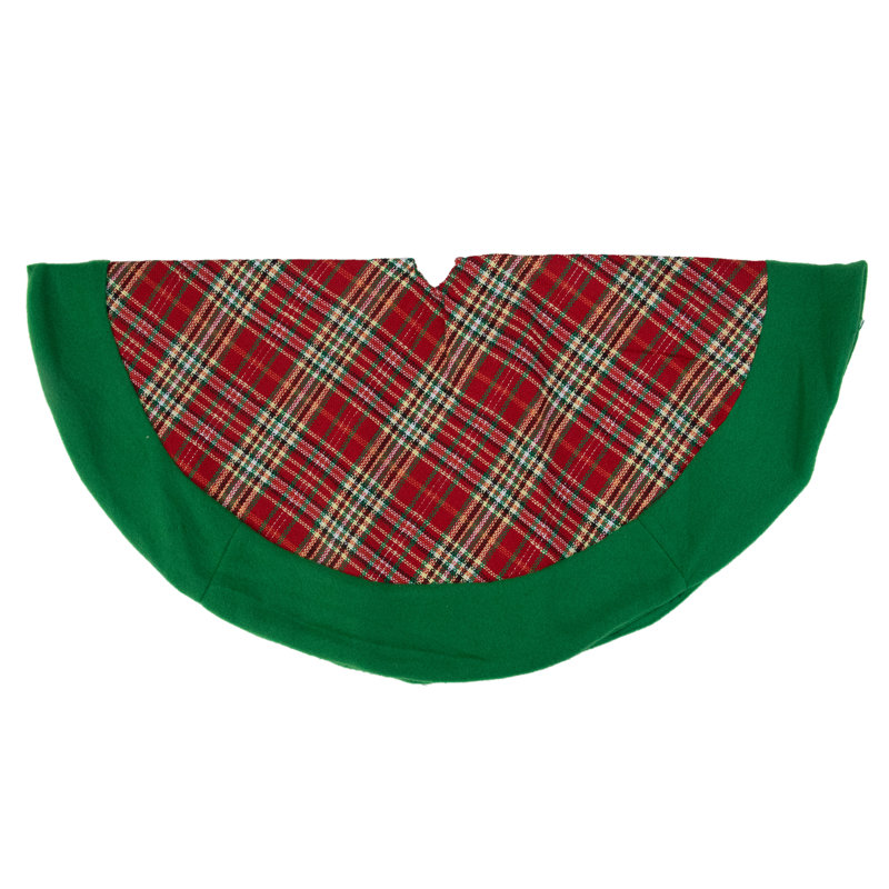 24" Green And Red Tartan Christmas Tree Skirt