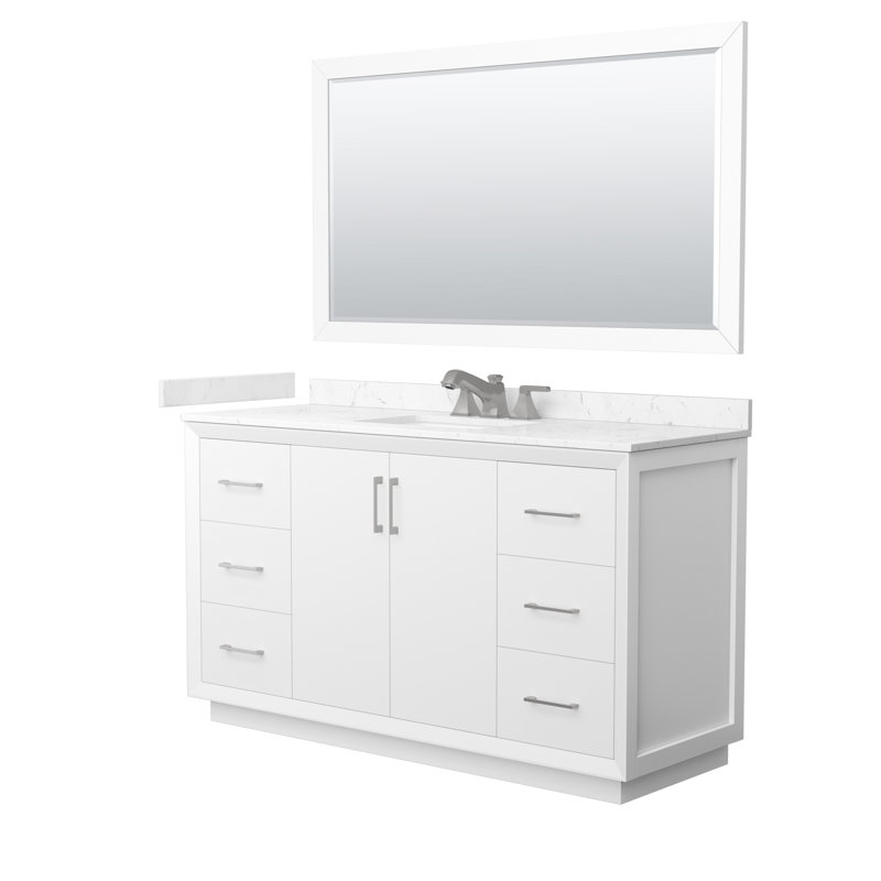 60'' W Single Vanity, Dark Gray, Matte Black, Carrara Cultured Marble