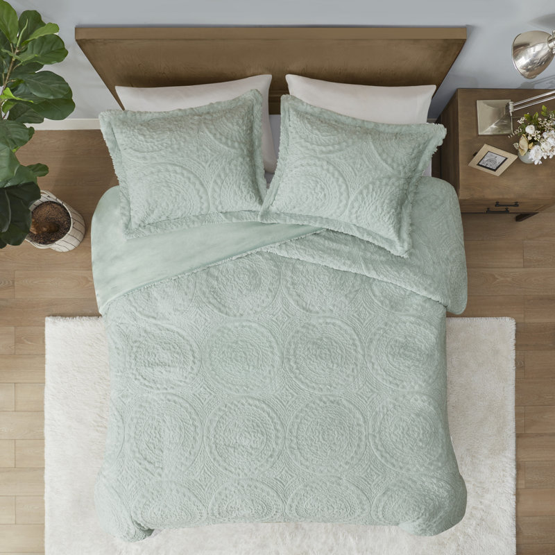 Ivory Twin Faux Fur Reversible Comforter Set