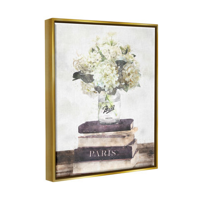 «Delicate White Florals On Parisian Bookstack», art mural par Ziwei Li
