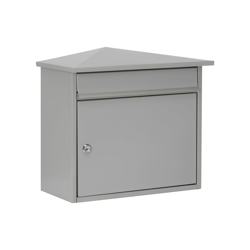 Mersey Wall Mounted Galvanised Steel Lockable Weatherproof Post Box - 39x35x20cm, Silver
