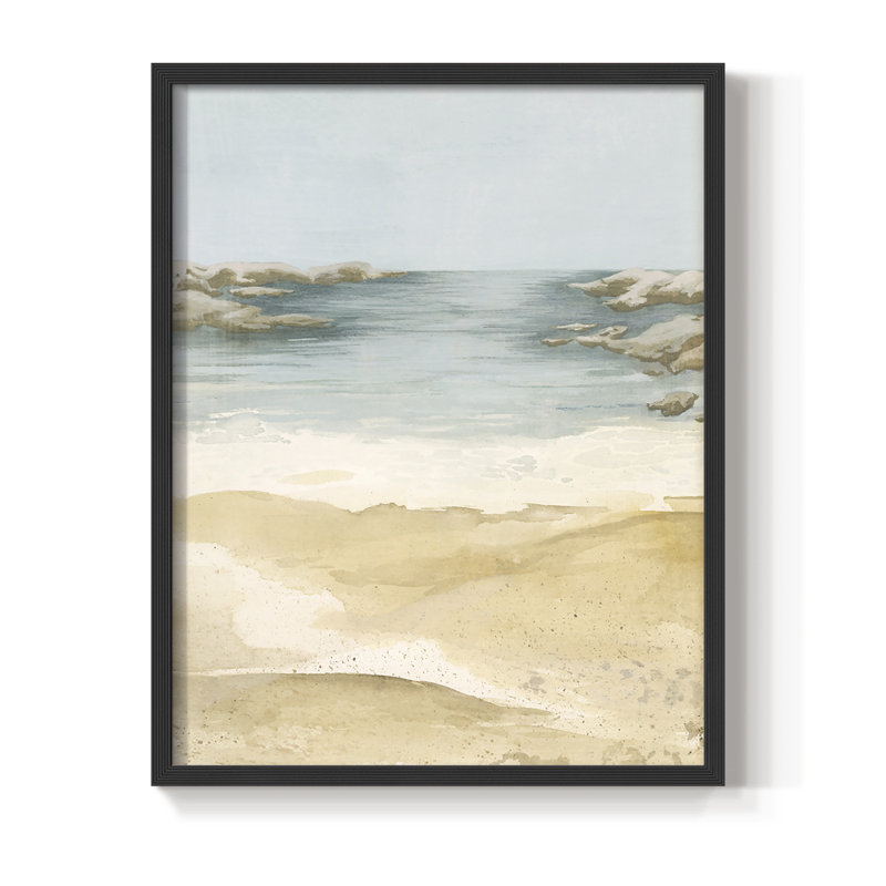 Tranquil Beach II, reproduction encadrée - bois massif, Noir, H 20 po x l 16 po