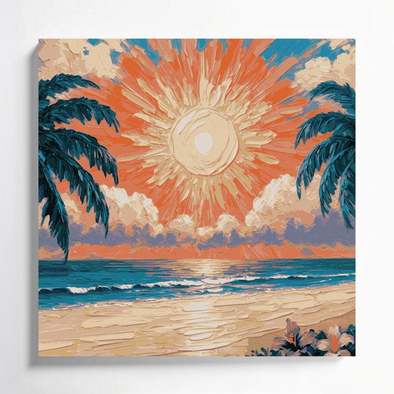 Hawaiian Sun Rays, art mural sur toile brune, H 12 po x l 12 po