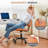 PU-Leather Task Chair, Compact Home Office Armless Chair, Ergonomic Padded Swivel Drafting Chair-427823202