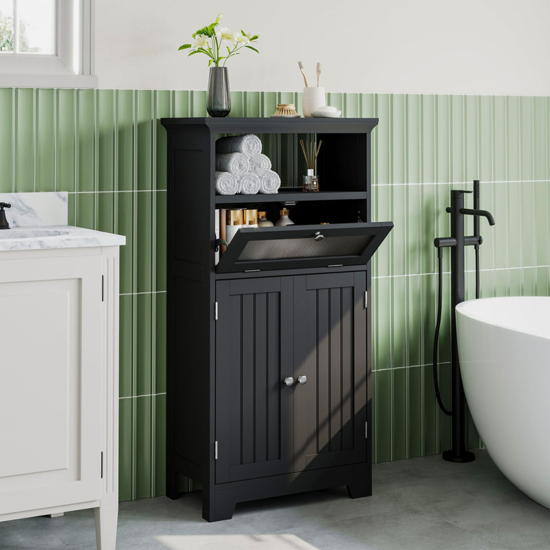 Armoire de rangement au sol pour salle de bain, Noir