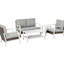 Mobilier d'extérieur 5 pièces avec chaises, table basse et table d'appoint, cadre de patio brun et gris avec rangement à deux niveaux résistant à l'eau et à l'eau